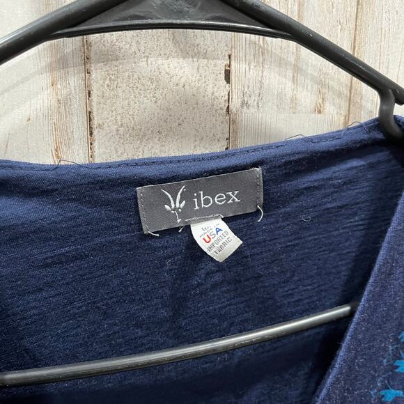 Ibex *FLAW Ferryn Dark Navy Merino Wool A-Line Wrap Dress Size S Women's V Neck - Picture 3 of 10